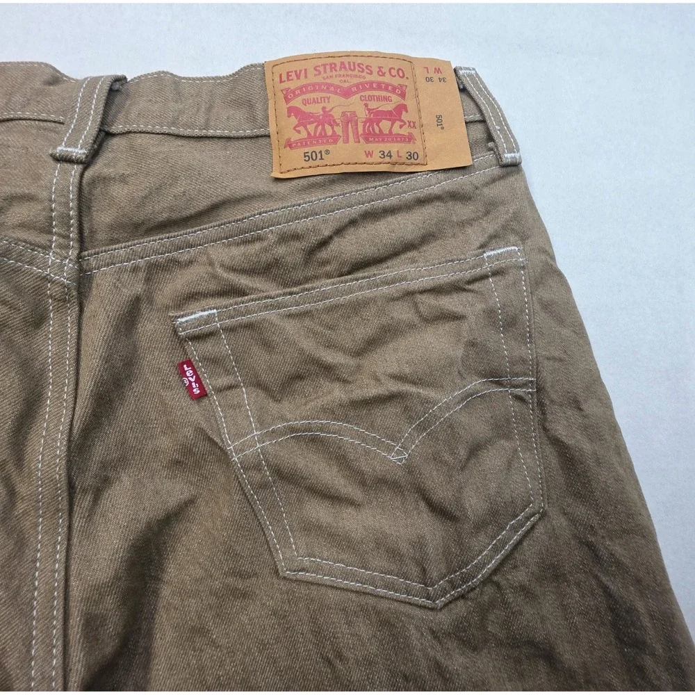 Levis 501 Jeans Mens 34x30 Wheat Beige LIMITED USE Straight Leg Button Fly